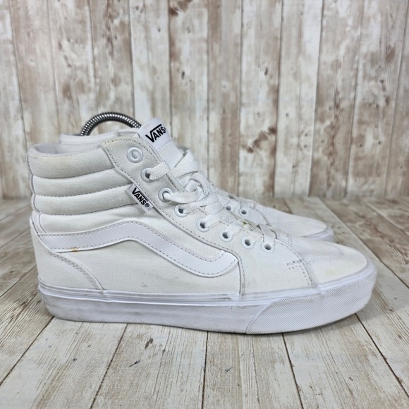 Vans Sk8-Hi High Top Sneakers Casual Skate Shoes White Women's‎ Size 8.5 - Picture 1 of 8